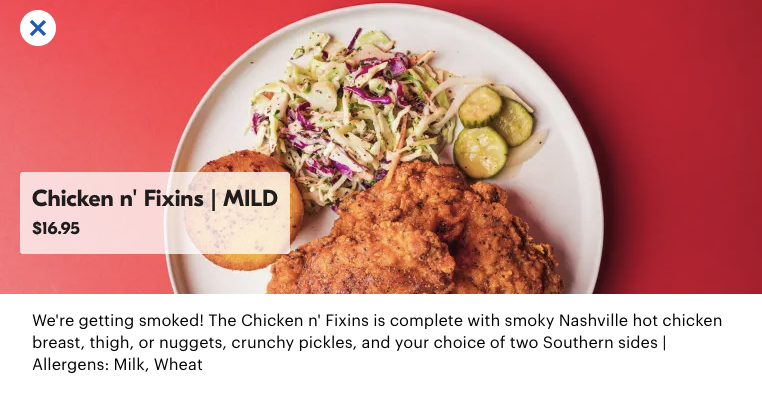 example of a strong menu description for a delivery menu