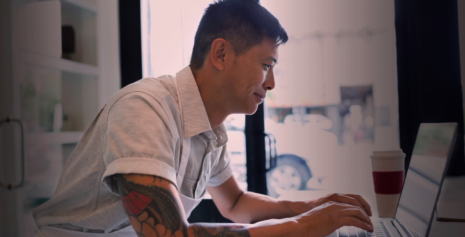 restaurant owner promoting his online ordering platform